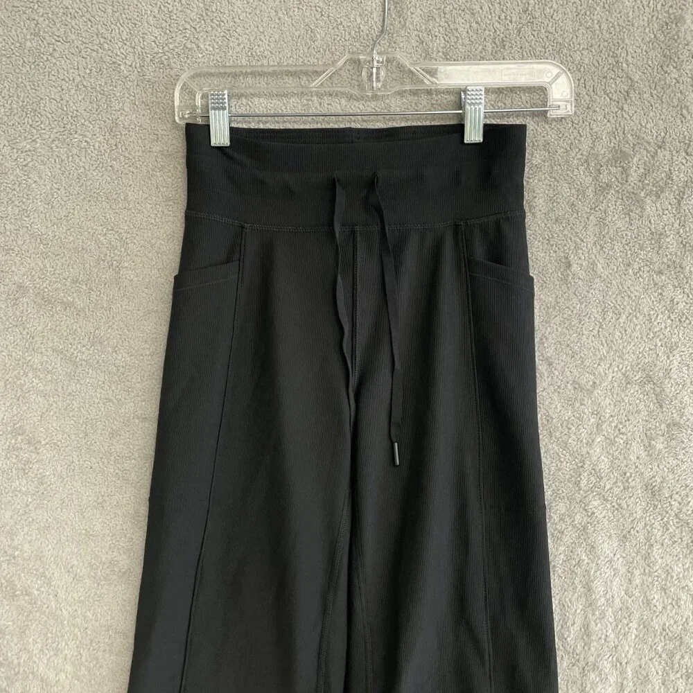 NWOT 32 Degrees Women's XS Black Wide Leg Ribbed Pants